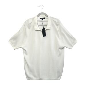 Patrick Assaraf Textured Merino Wool Blend Polo NWT Men's Sz XXL Off White